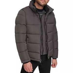 Calvin Klein Men's Puffer With Set In Bib Detail